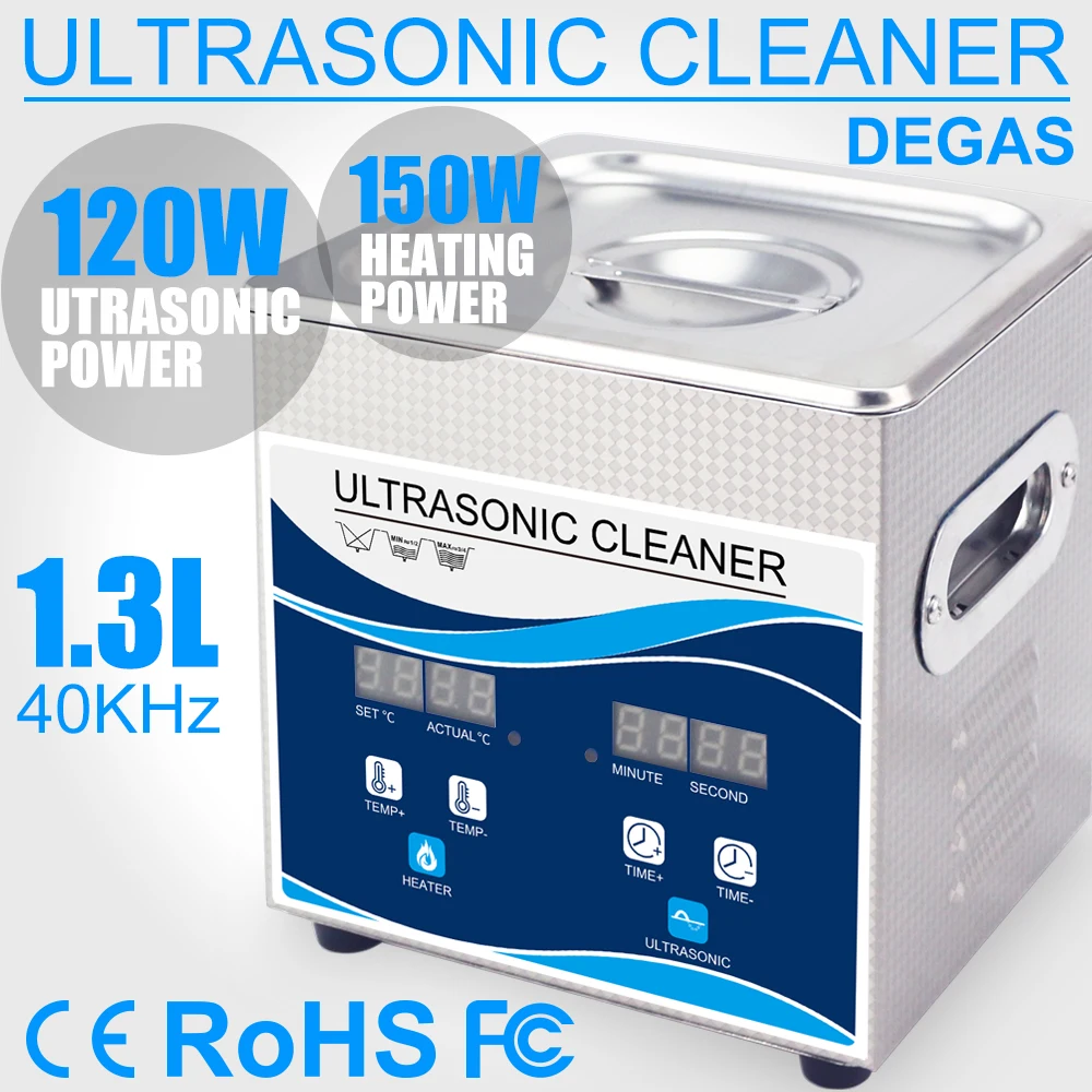 Granbo ultrasonik temizleyici 1L banyo 60 W / 120 W güç ultrason dalga 40 KHZ dijital Degas ısıtıcı meme gözlük Atomizer paraları bileklik