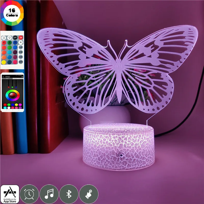 Güzel Kelebek Hayvan Gece Lambası Bebek Çocuk Çocuk Yatak Odası Dekorasyon Görüş 3d Lamba masa ışığı En İyi Noel Hediyeleri Oyuncaklar