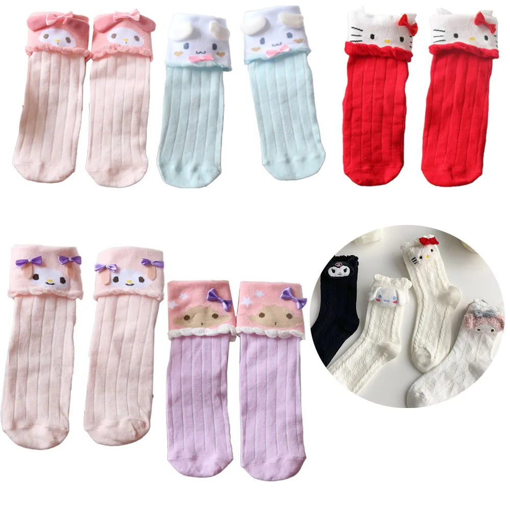 Yeni Bahar Sonbahar Kış Kaflı Kız Çorap Benim Melody Cinnamoroll Purin Köpek Kuromi LolitaWomen Pamuk JK Anime Peluş Çorap