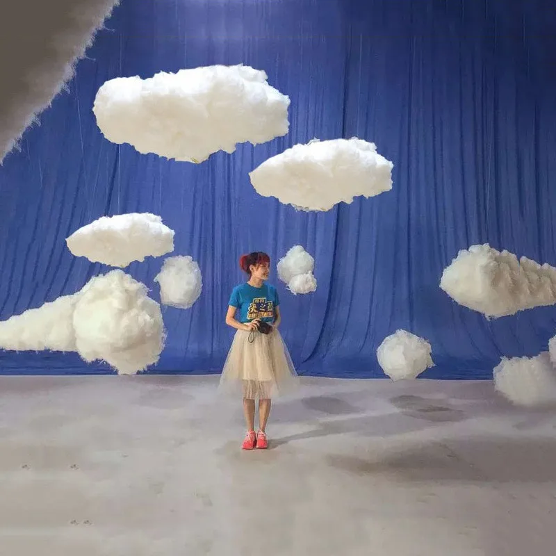 Simülasyon Beyaz 3D Pamuk Bulut Dekorasyon Sahne Düğün Mağaza Doğum Günü Partisi Fotoğraf Oturma Odası DIY Beyaz Bulutlar dekor